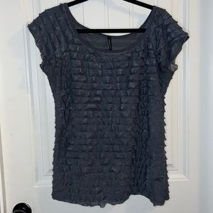 Jason Maxwell XL Women’s Stretch-fit/Capped Sleeves Gray Ruffle Blouse